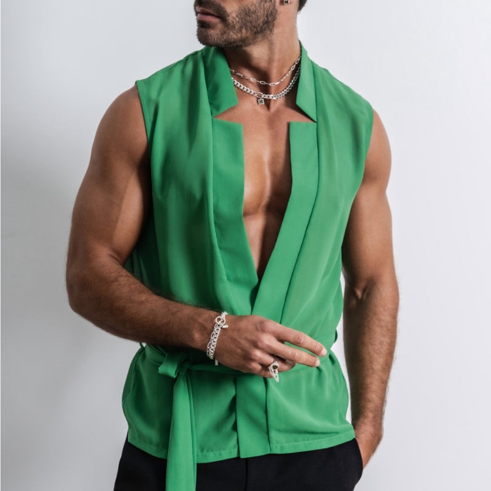 Orttu Green Sleeveless Cardigan